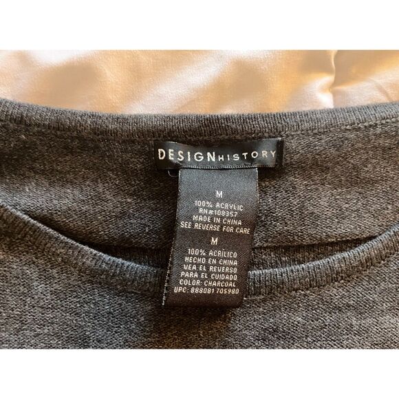 Design History Charcoal Gray 3/4 Sleeve Sweater Top - Women's Medium - Picture 2 of 3